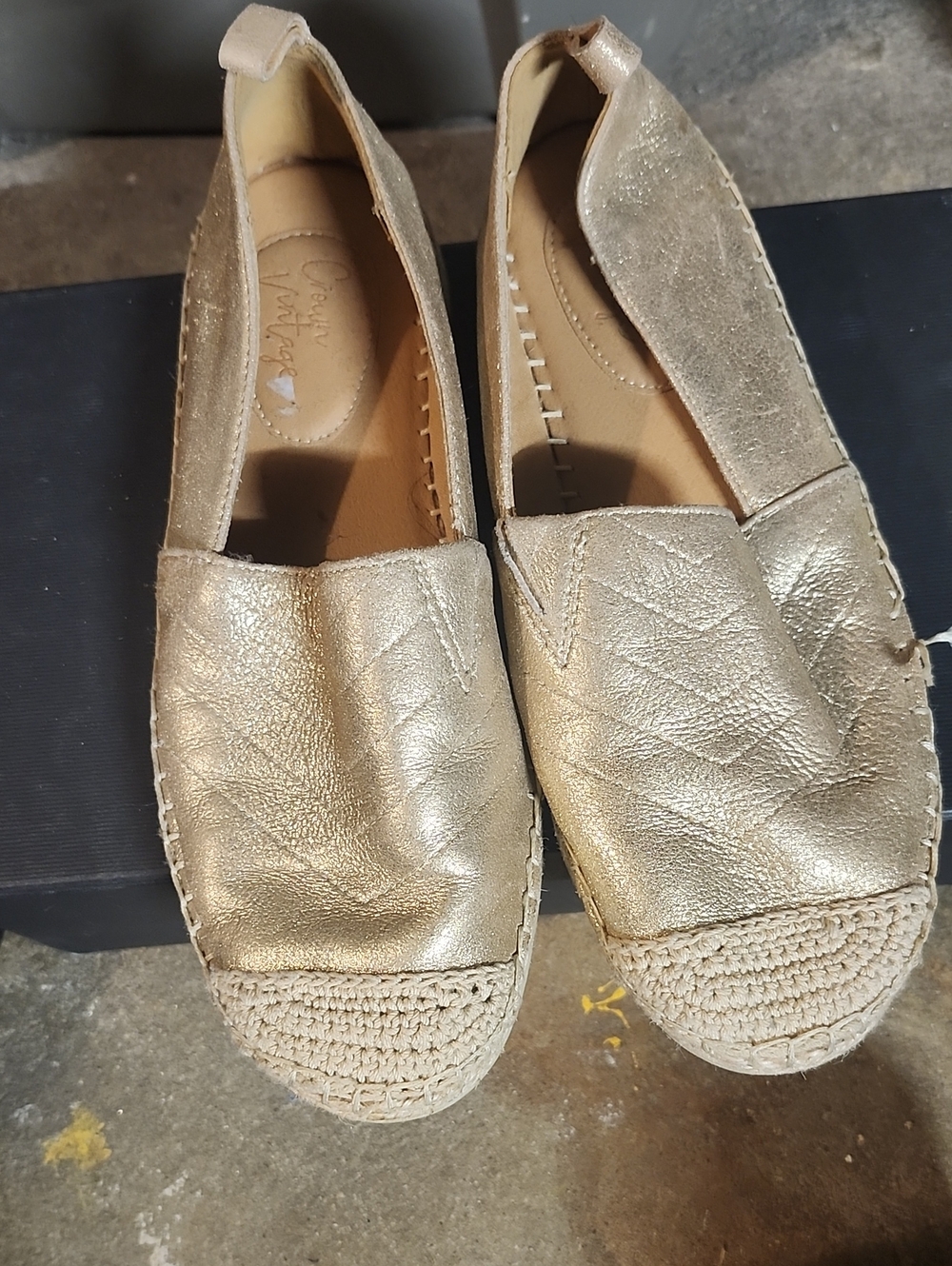 Crown Vintage Metallic Gold Espadrille Slip-Ons